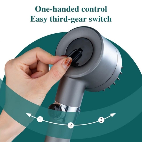 Turbo Charged Handheld Showerhead With Water Filter, 3 Modes, Gray, NEW IN BOX - Picture 7 of 7